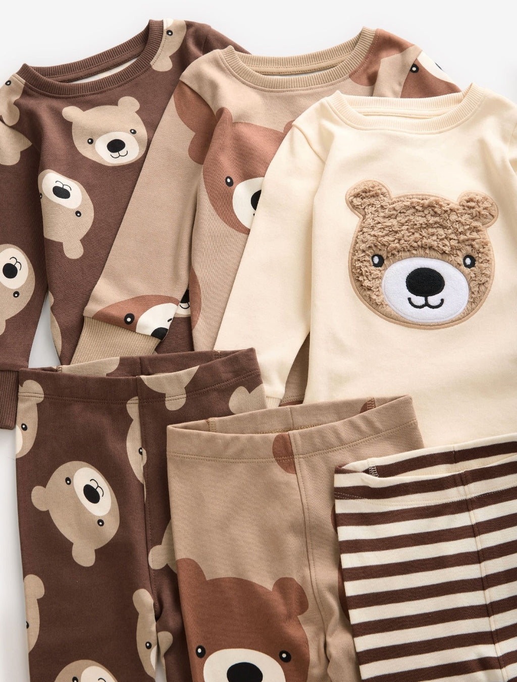 Brown/Cream Snuggle Pyjamas 3 Pack