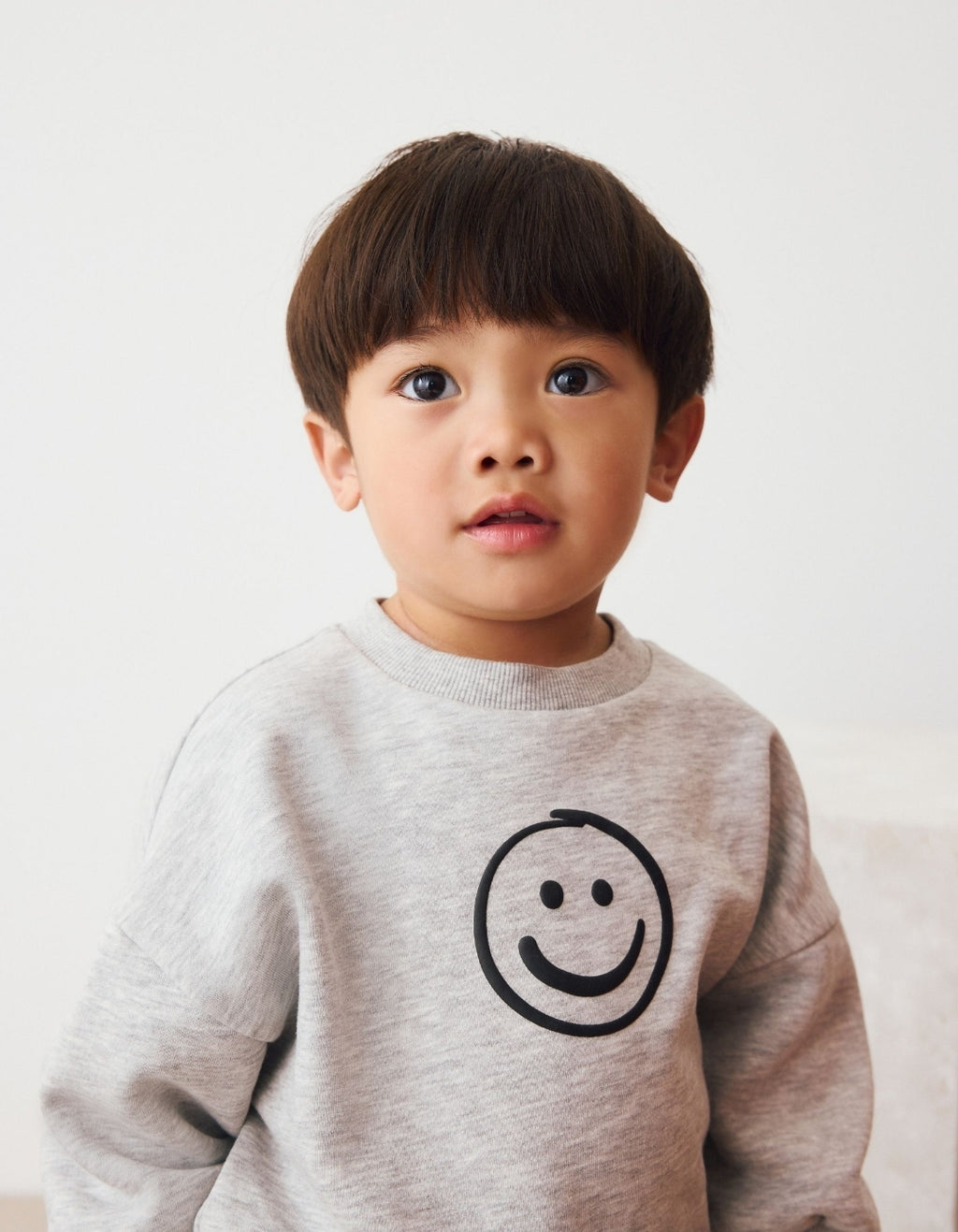 Grey Marl Single Printed Crew Neck Sweat Top & Joggers Set
