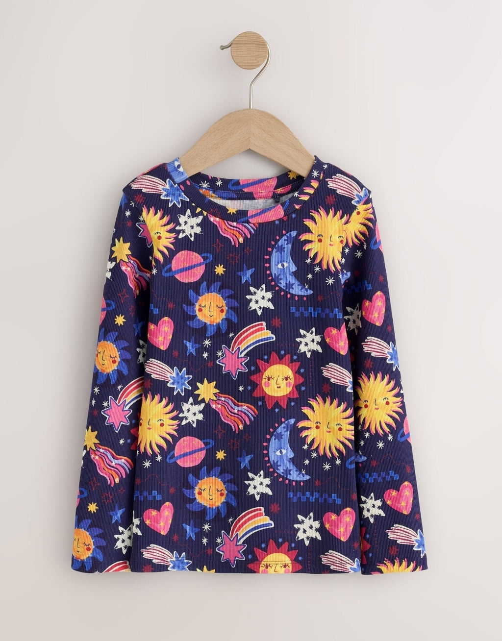Navy/Pink Long Sleeve Ribbed T-Shirts 4 Pack