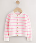 Ecru Pink stripe Knit Cardigan