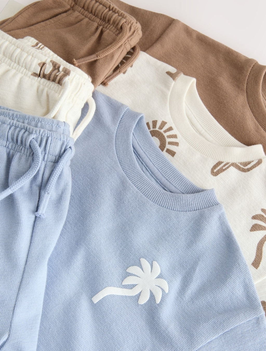 Neutral/Blue/White Cactus Short Sleeve T-Shirt and Shorts Set 3