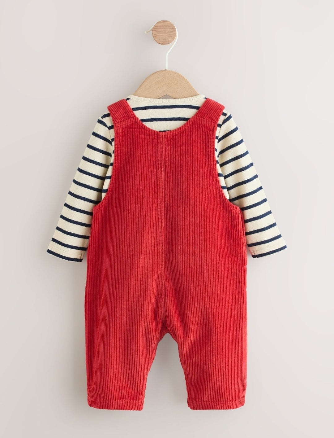 Red Cord Dungarees and Bodysuit Set