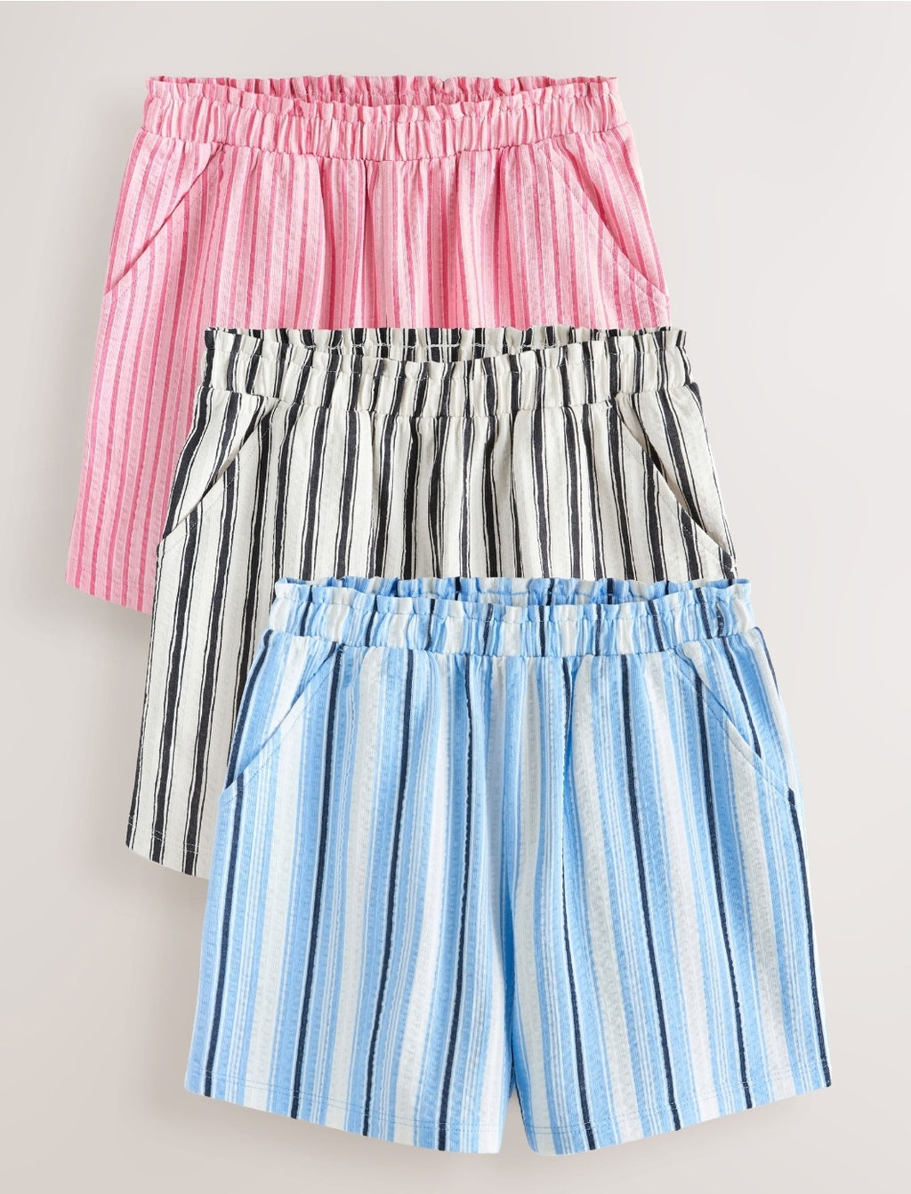 Blue/Pink Stripe Textured Shorts