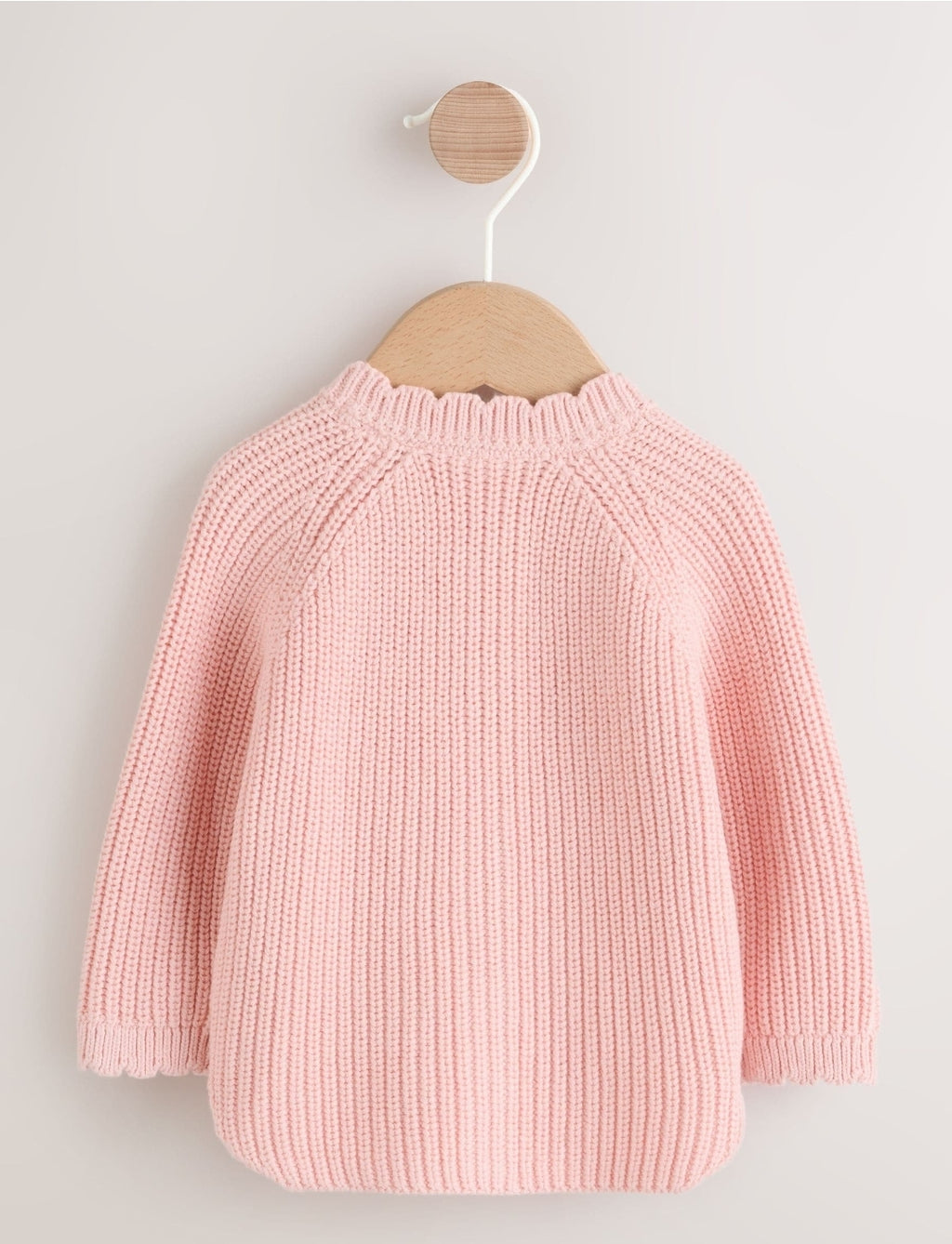 Pink Scallop Hem Knitted Baby Cardigan