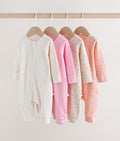 Pink Two Way Zip Baby Sleepsuit 4 pack