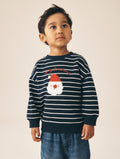 Navy Stripe Santa Christmas Crew
Neck Sweat Top