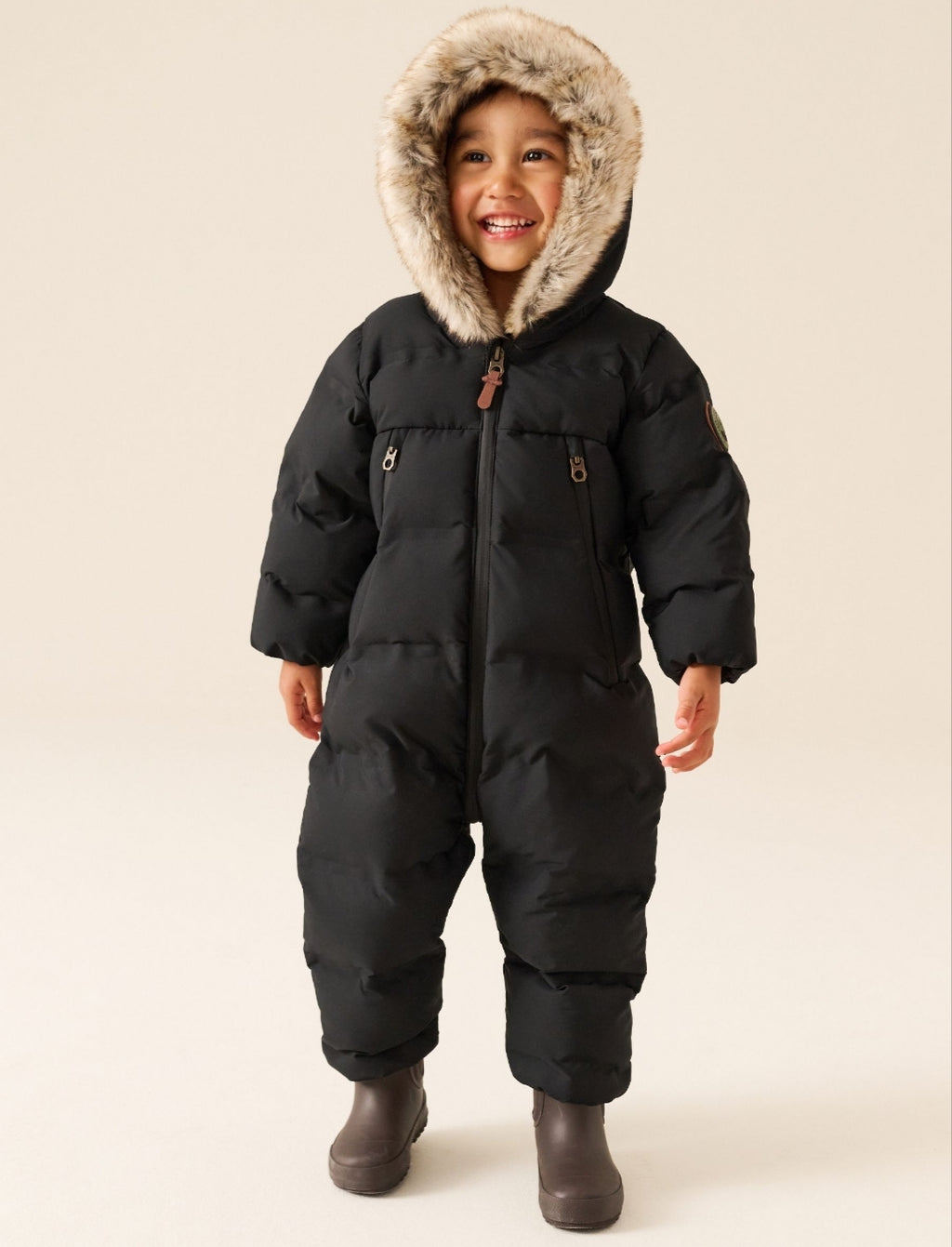 Black Waterproof Padded Snowsuit