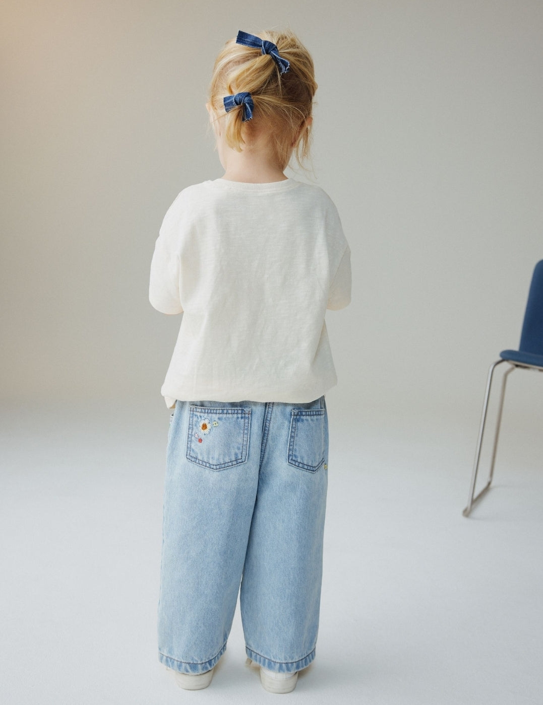 Mid Blue Floral Embroidered Jeans