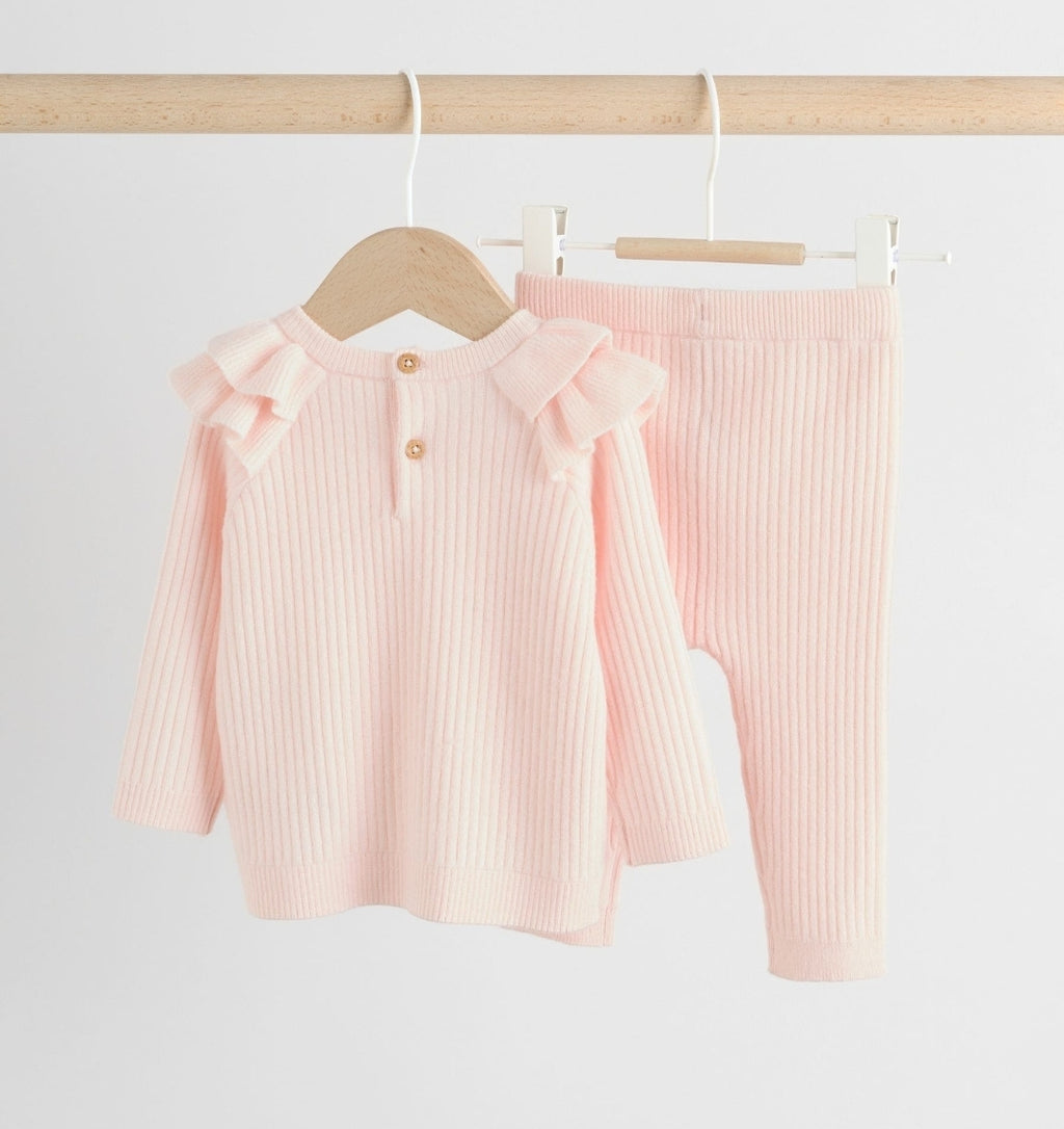 Light Pink Baby Knitted Jumper and Leggings Set 2 Piece