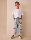 Fruit Embroidery Barrel Leg Jeans