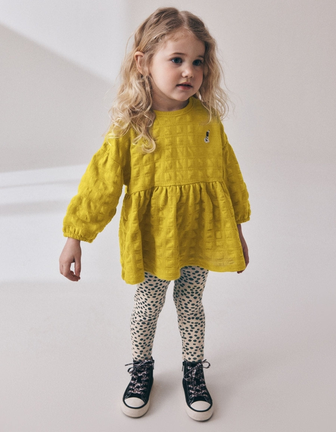 Lime Green Long Sleeve Textured Blouse and Leggings Set