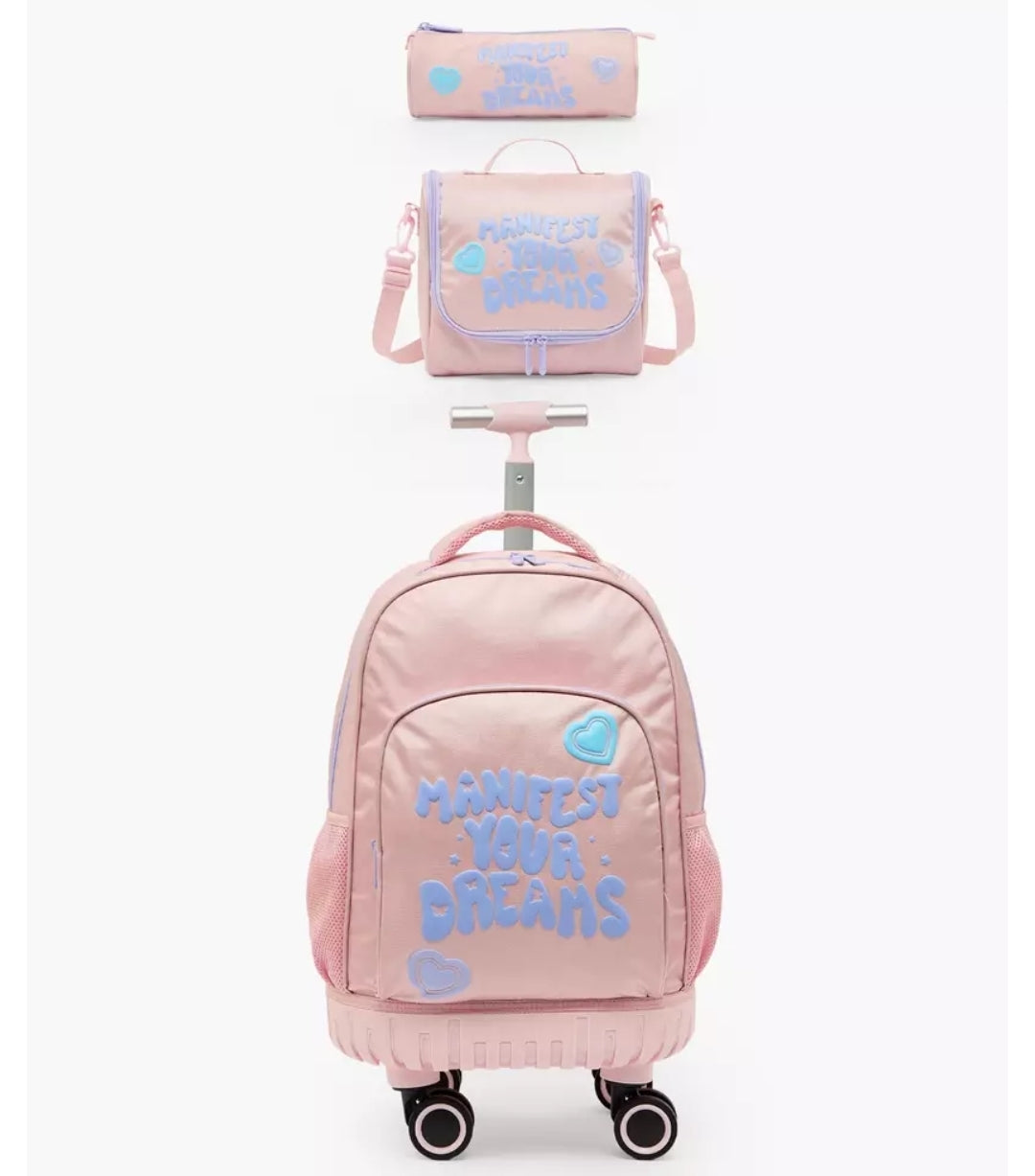 Juniors Slogan Print 3-Piece School Trolley Bag Set 18 inches