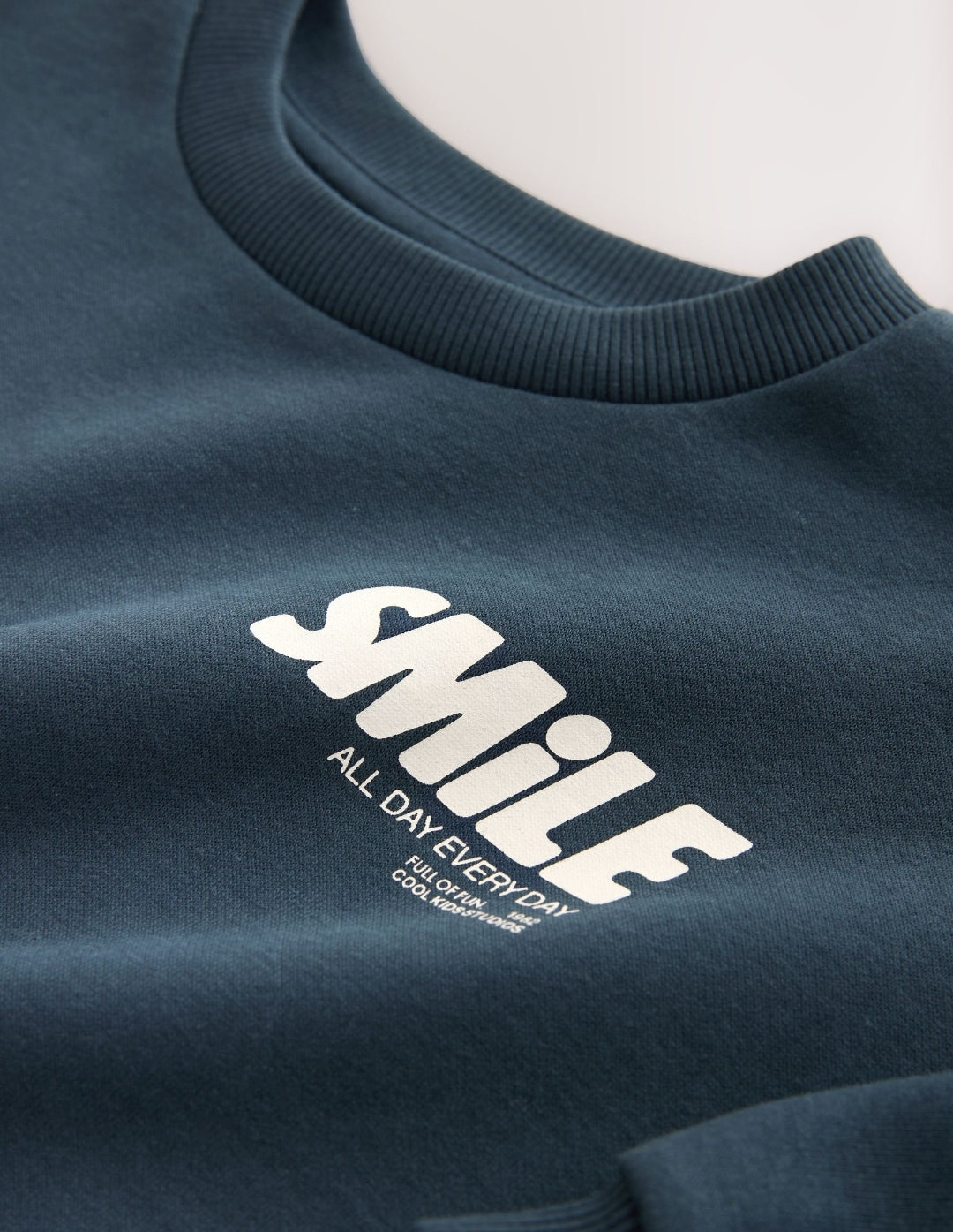 Blue Back Printed Crew Neck Sweat Top