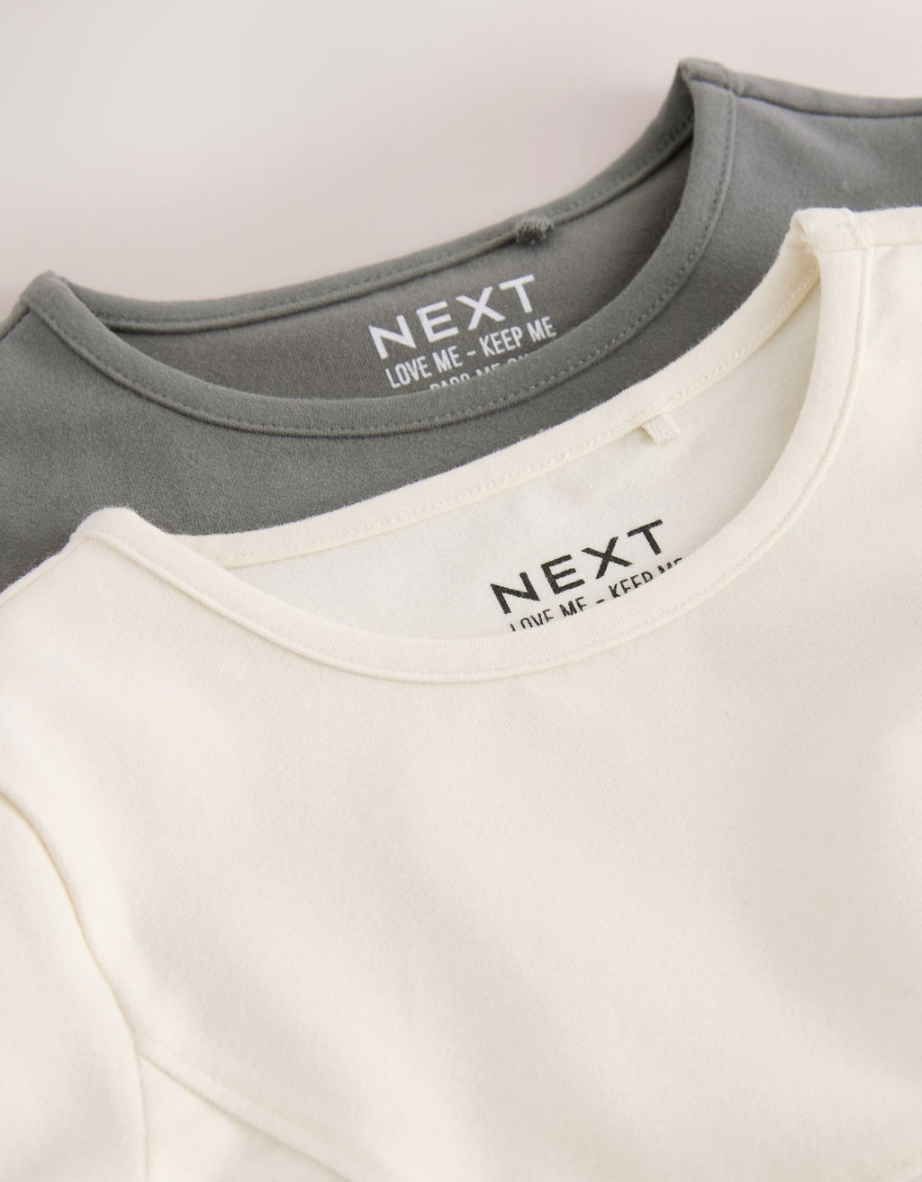 Grey/Cream Long Sleeve Seam Detail Tops 2 Pack