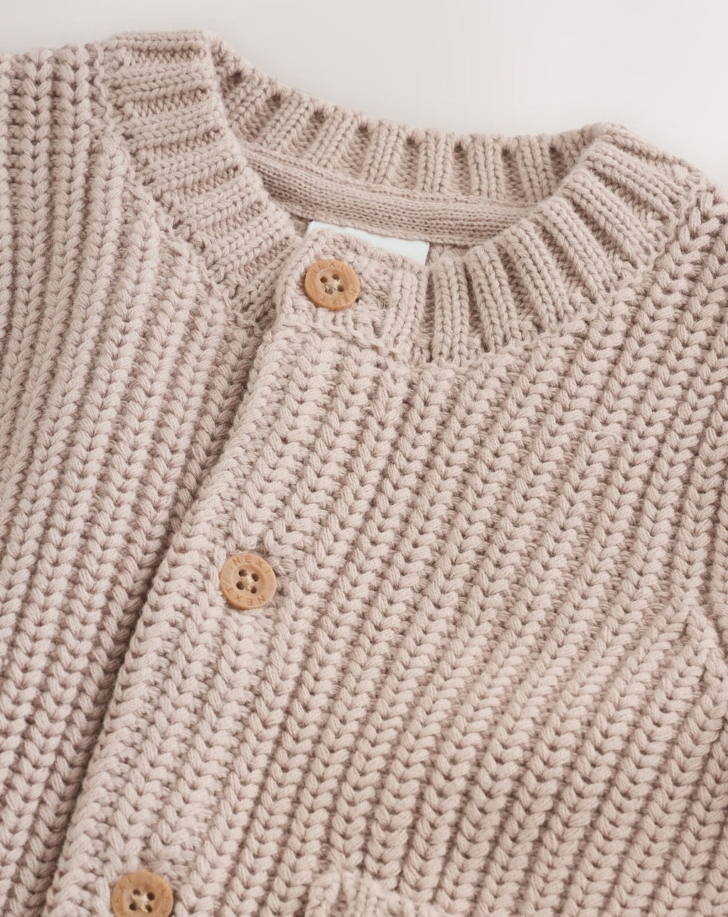 Neutral Hello World Knitted Embroidered Baby Cardigan
