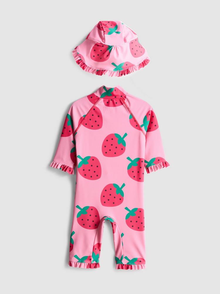 Printed Swimsuit and Sun Hat Set