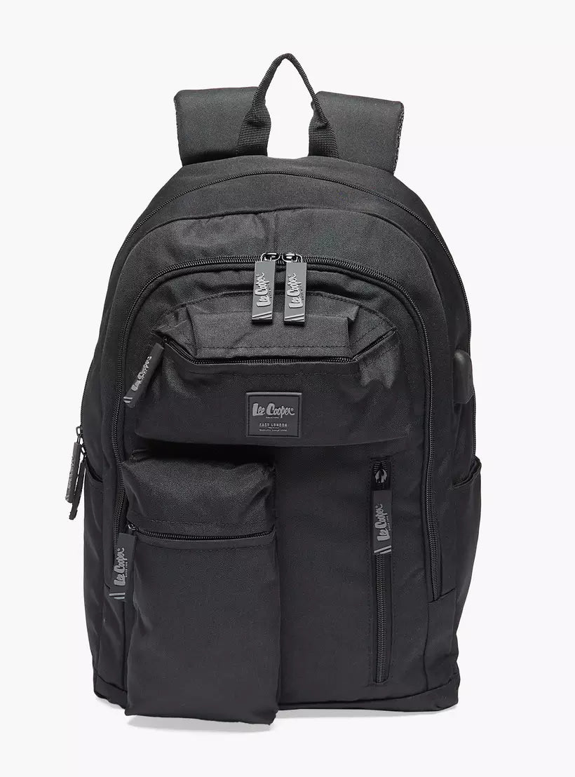 Lee Cooper Solid Backpack with Adjustable Straps and Zip Closure - 32x15x47 cm