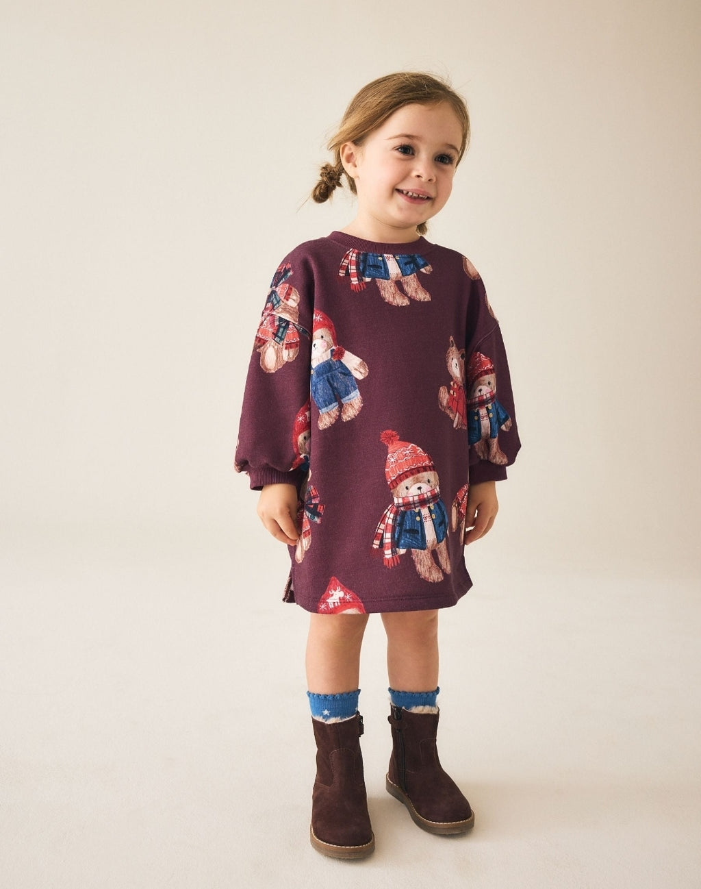 Burgundy Red Bear Long Sleeve
Sweat Dress