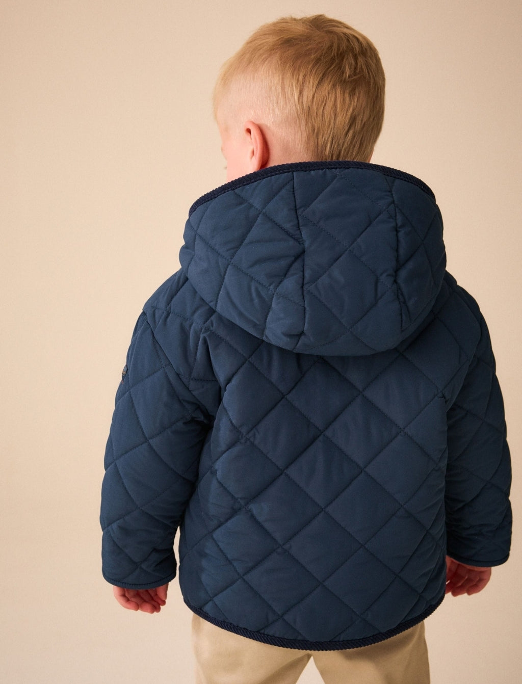 Navy Quilted Borg Lined Coat