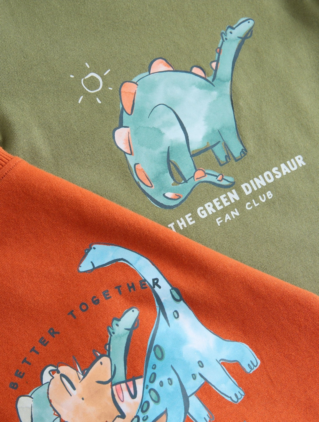 Green/Orange Dino Sketch Snuggle Pyjamas 3 Pack