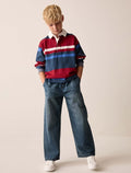 Blue Denim Wide Fit Pull On Jeans
