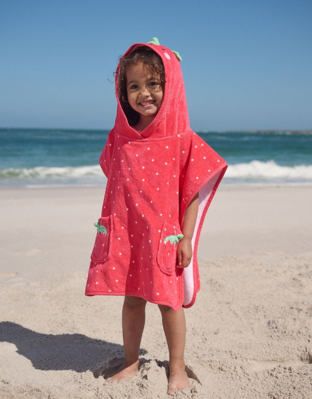Red Strawberry Towelling Poncho