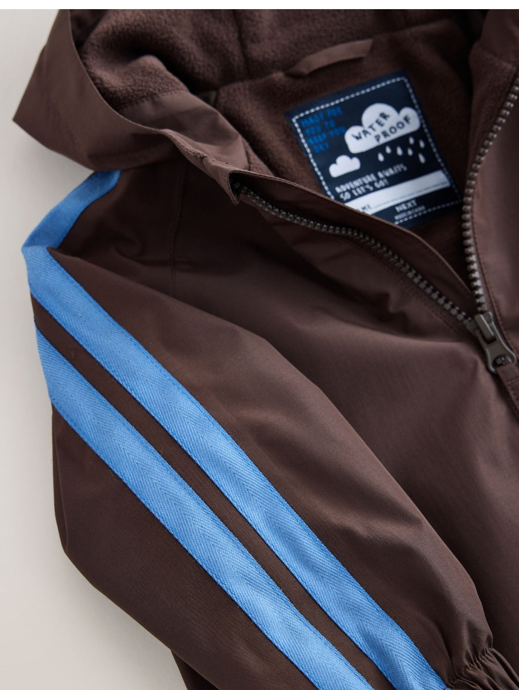 Brown Side Stripe Waterproof Fleece Lined Puddlesuit