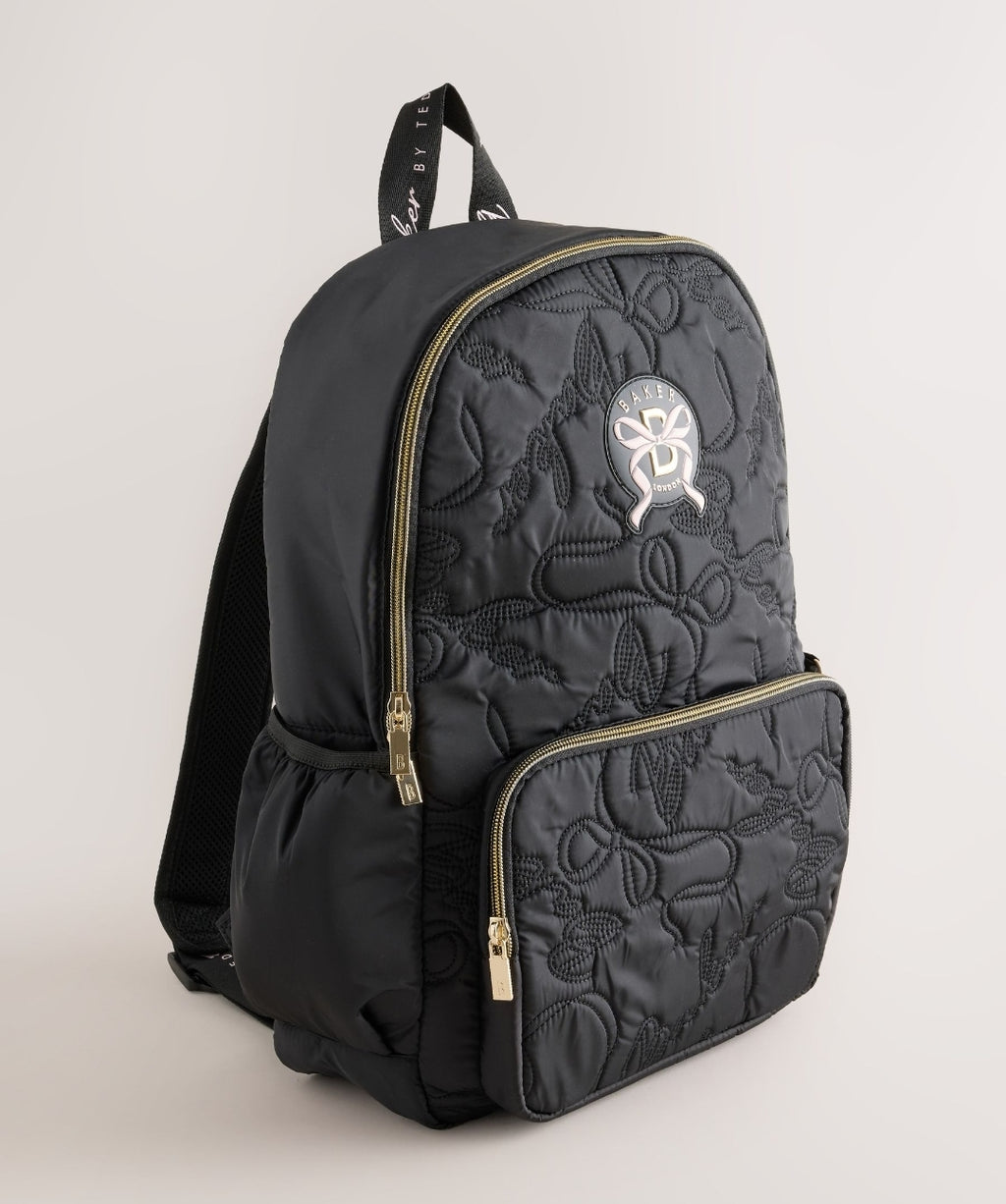 Baker by Ted Baker Black Back to School Childrens Quilted Bow Backpack