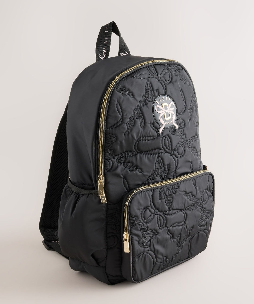 Baker by Ted Baker Black Back to School Childrens Quilted Bow Backpack