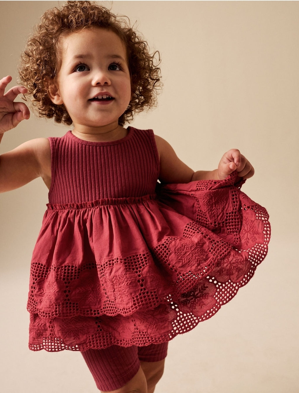 Chocolate Brown Broderie Peplum
Vest and Cycle Shorts Set