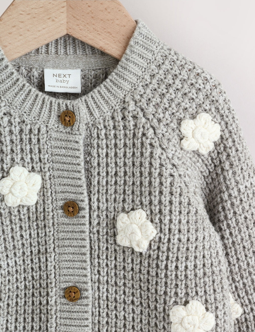 Grey Crochet Flowers Baby Knitted
Cardigan