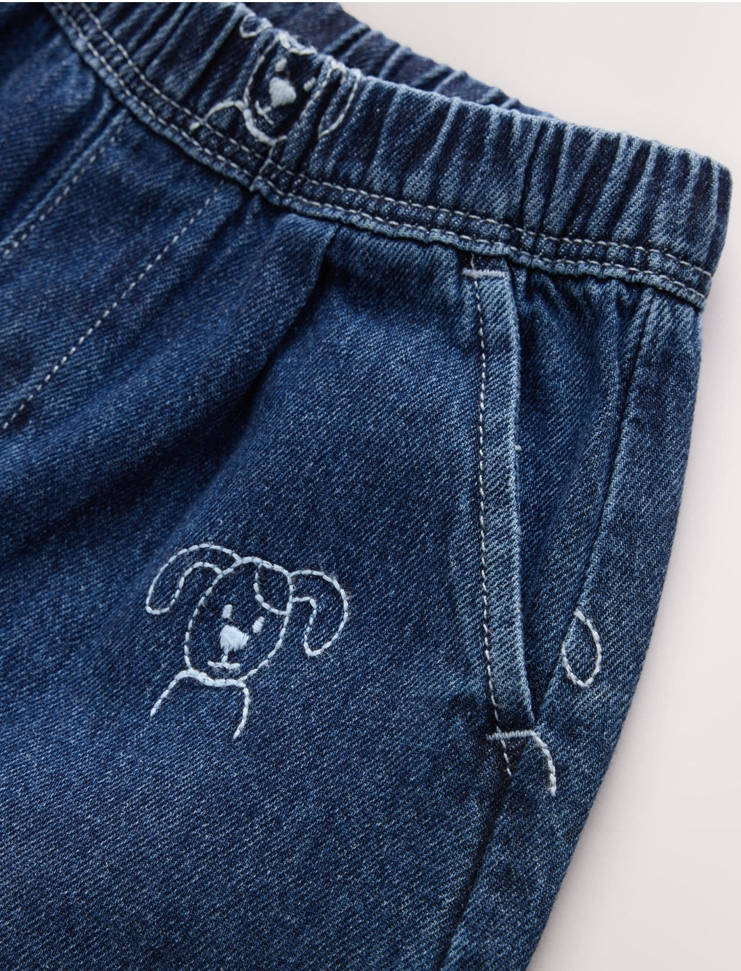 Dark Blue All Over Embroidered
Wide Barrel Jeans