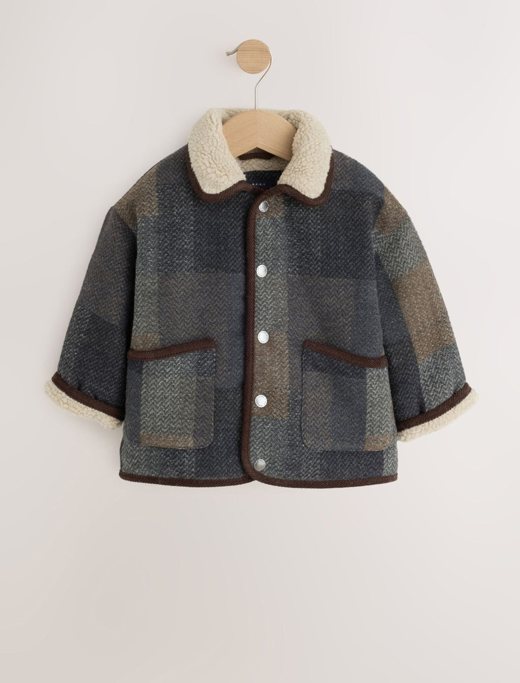 Multi Check Borg Collar Jacket