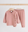 Pink Baby Knitted Wrap Jumper and Leggings 2 Piece Set