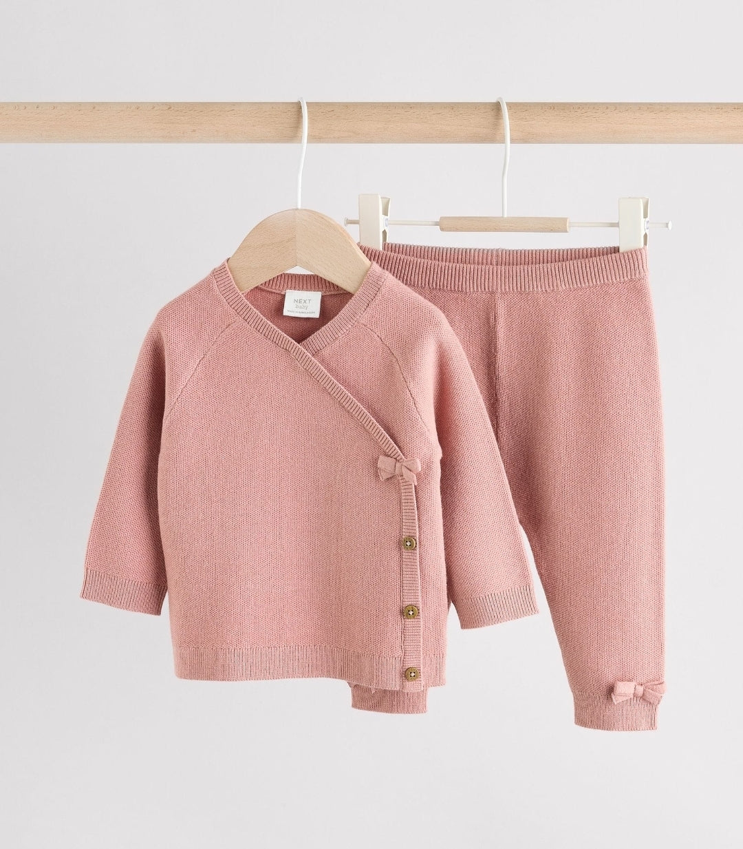 Pink Baby Knitted Wrap Jumper and Leggings 2 Piece Set