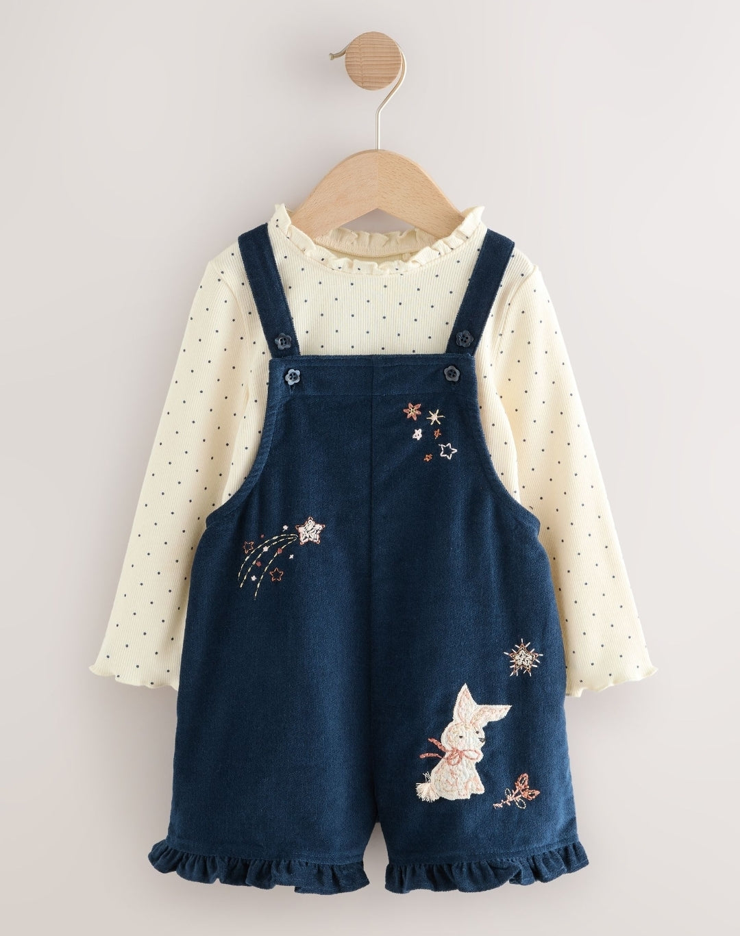 Navy Bunny Corduroy Dungarees
Top and Tights Set