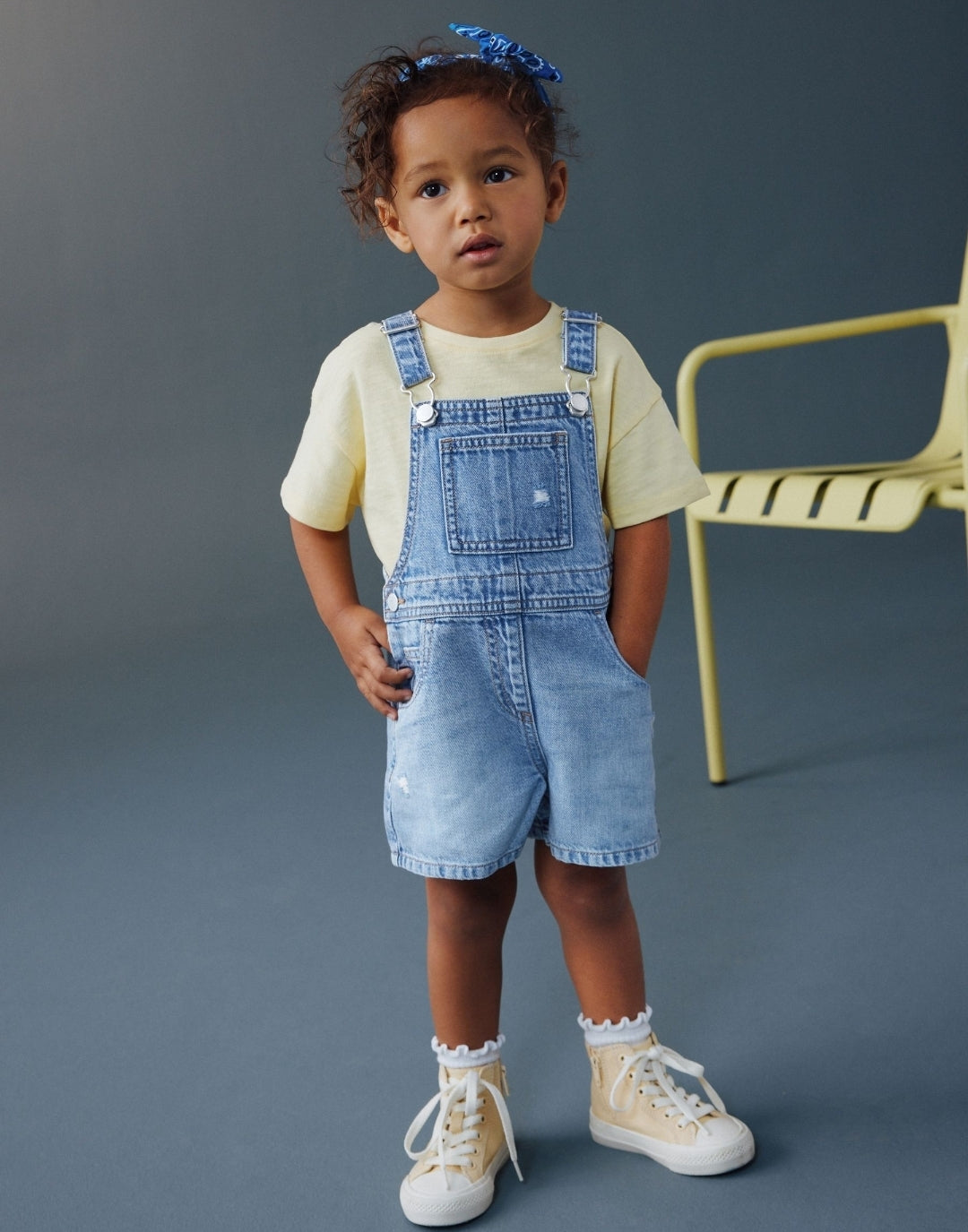 Mid Blue Plain Denim Dungarees