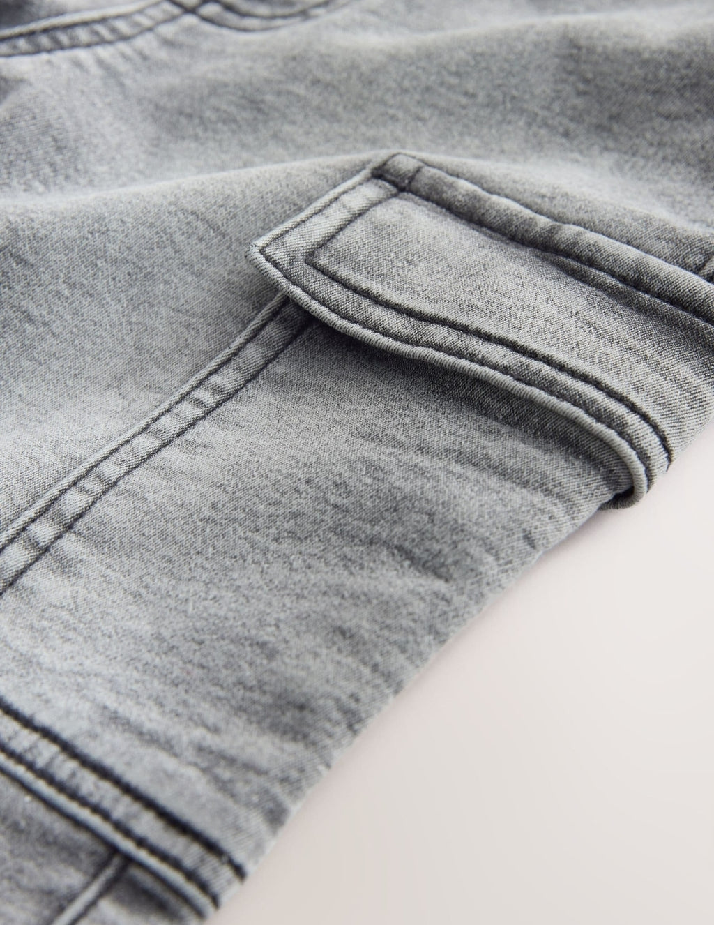 Grey Comfort Stretch Wide Cargo Jeans