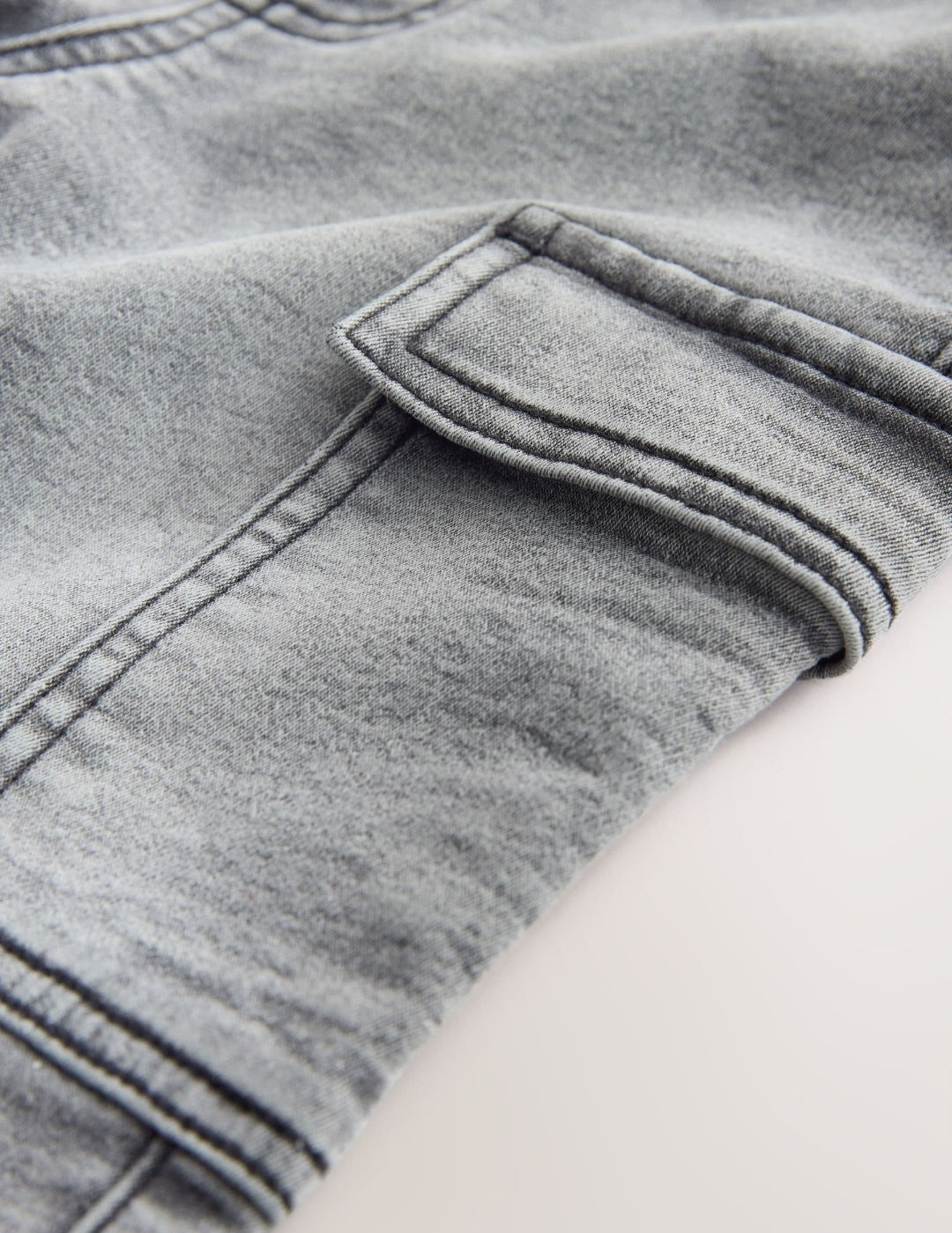 Grey Comfort Stretch Wide Cargo Jeans