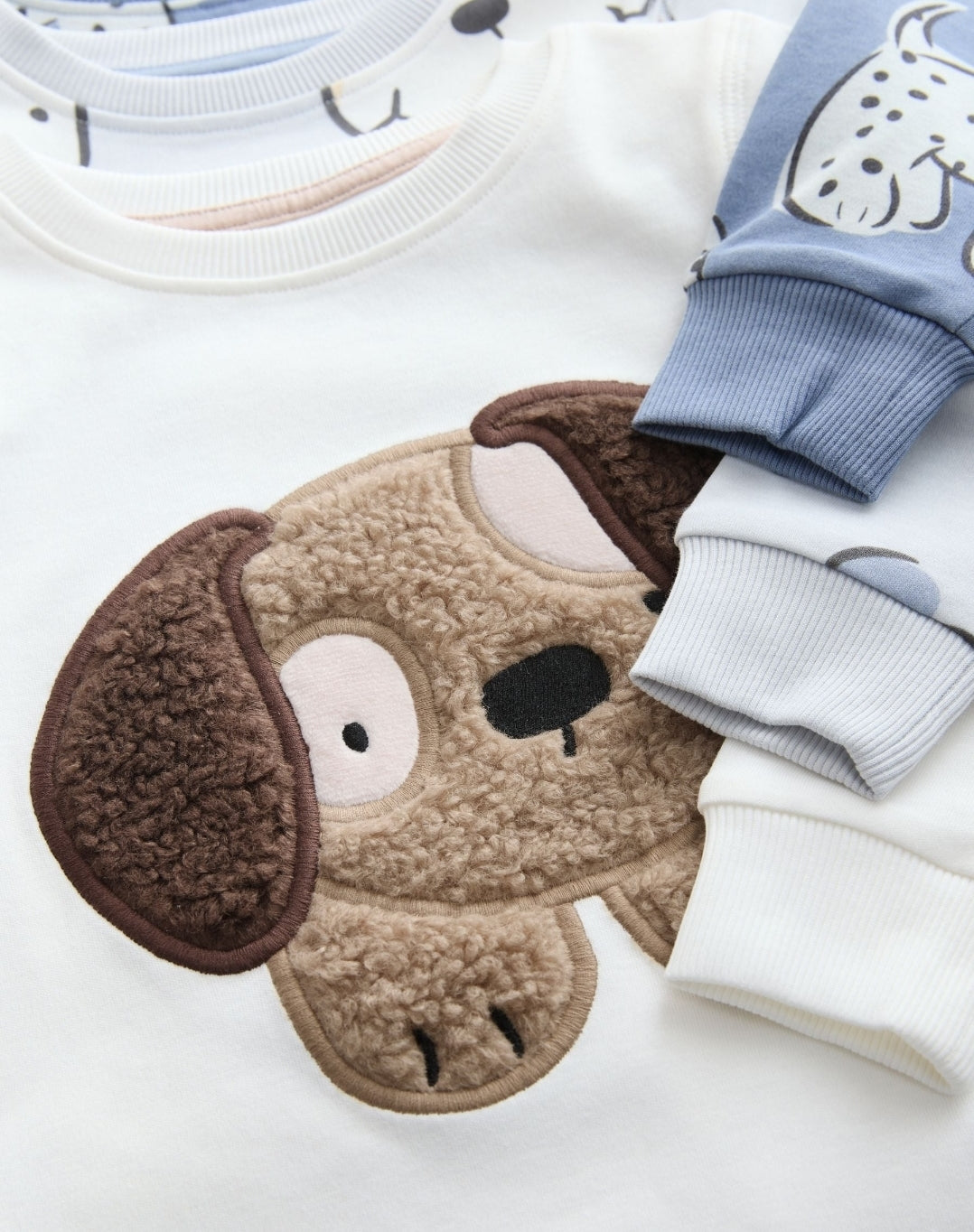 Blue/Ecru Dog Snuggle Pyjamas 
3Pack