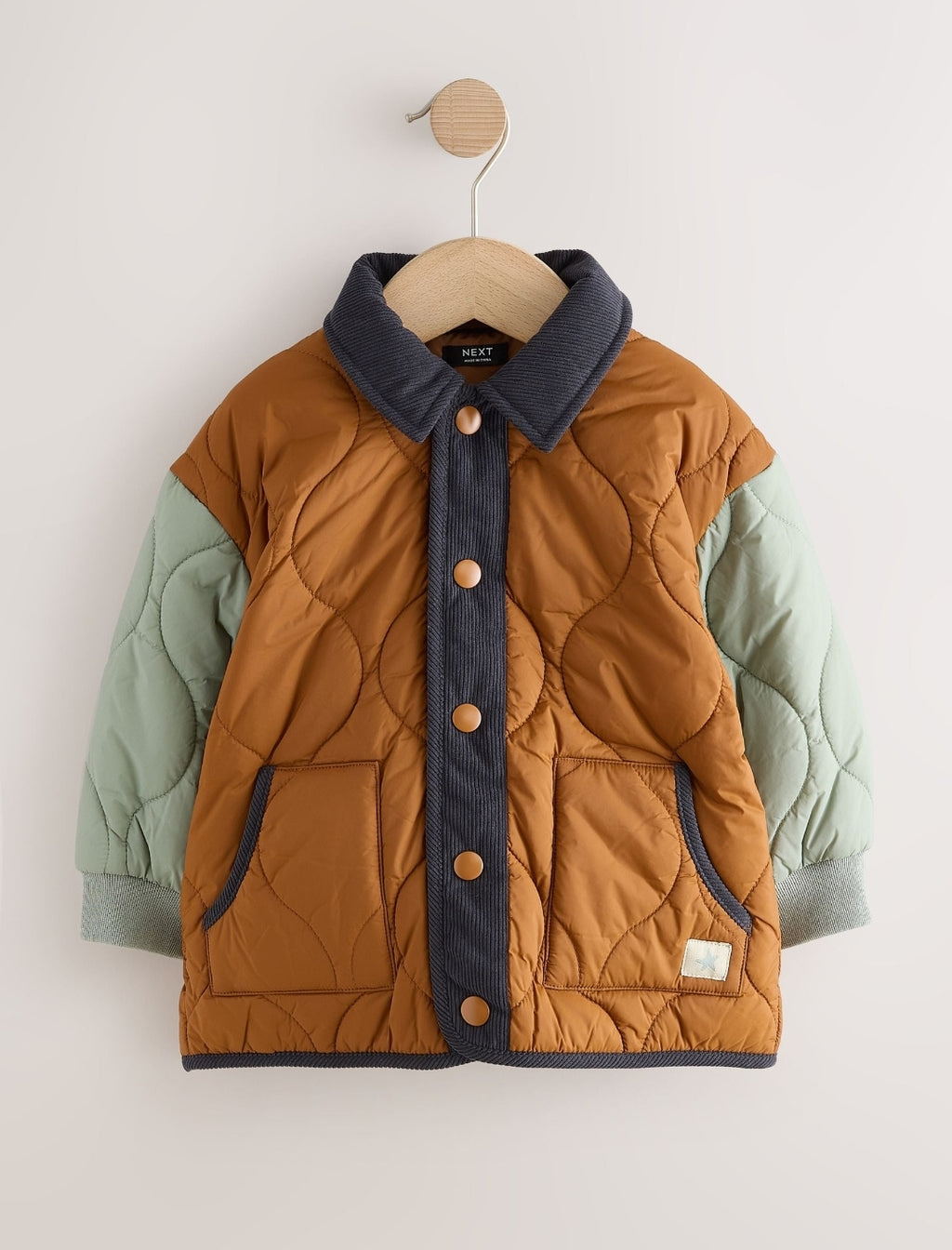 Rust Brown Colourblock Lightweight Quilted Jacket