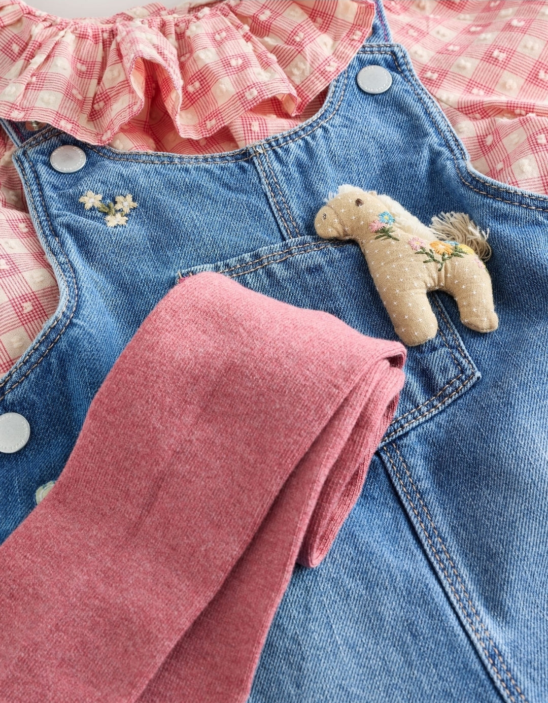 Denim Horse Dungarees Set
