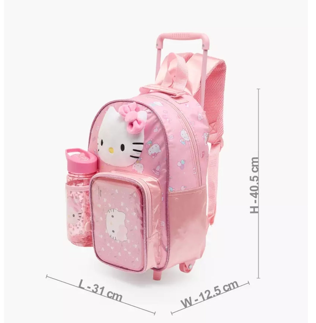 Sanrio Hello Kitty Print 3-Piece School Trolley Bag Set 14 inches
