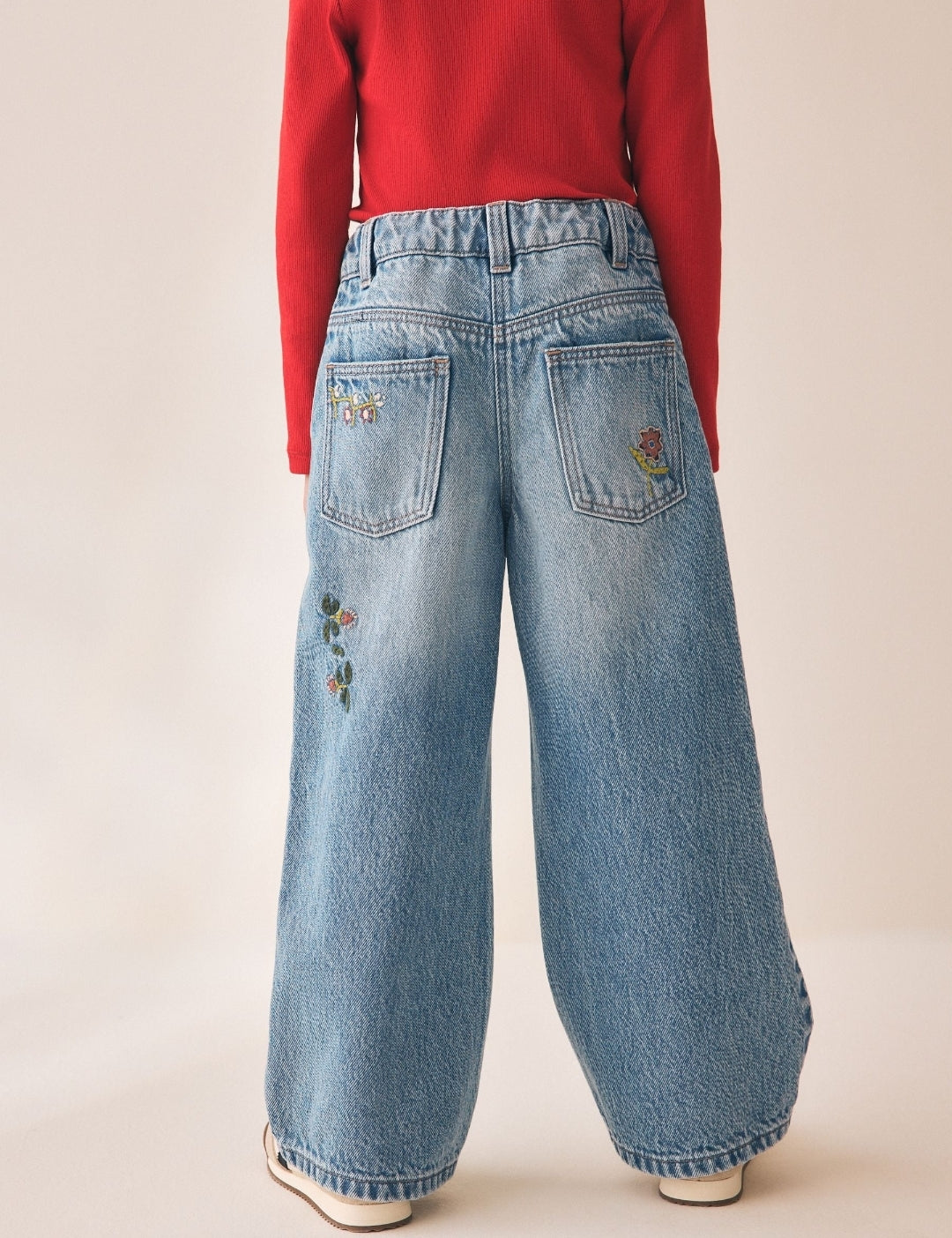 Pretty Embroidered Wide Leg Jeans