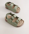 Green Standard Fit (F) Double Buckle Cushioned Footbed Sandals