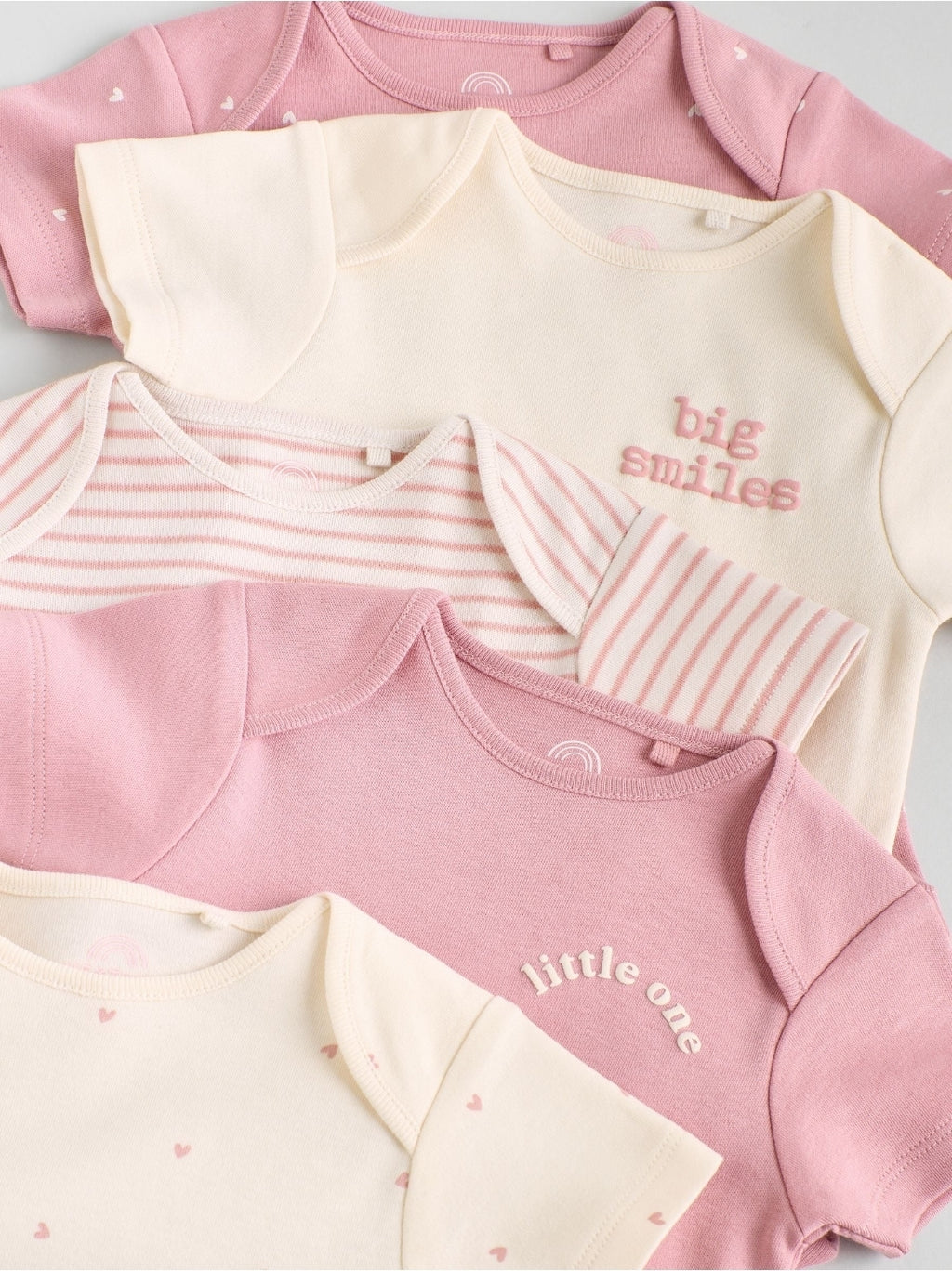 Pink Heart Baby Short Sleeve
Bodysuits 5 Pack