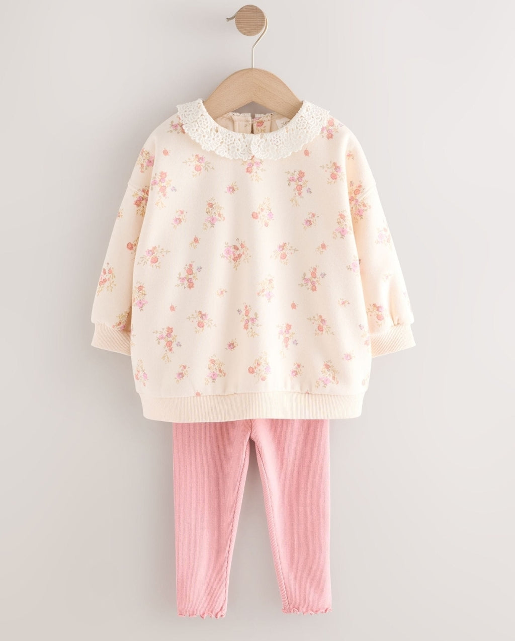 Light Pink Ditsy Floral Sweatshirt and Leggings Set