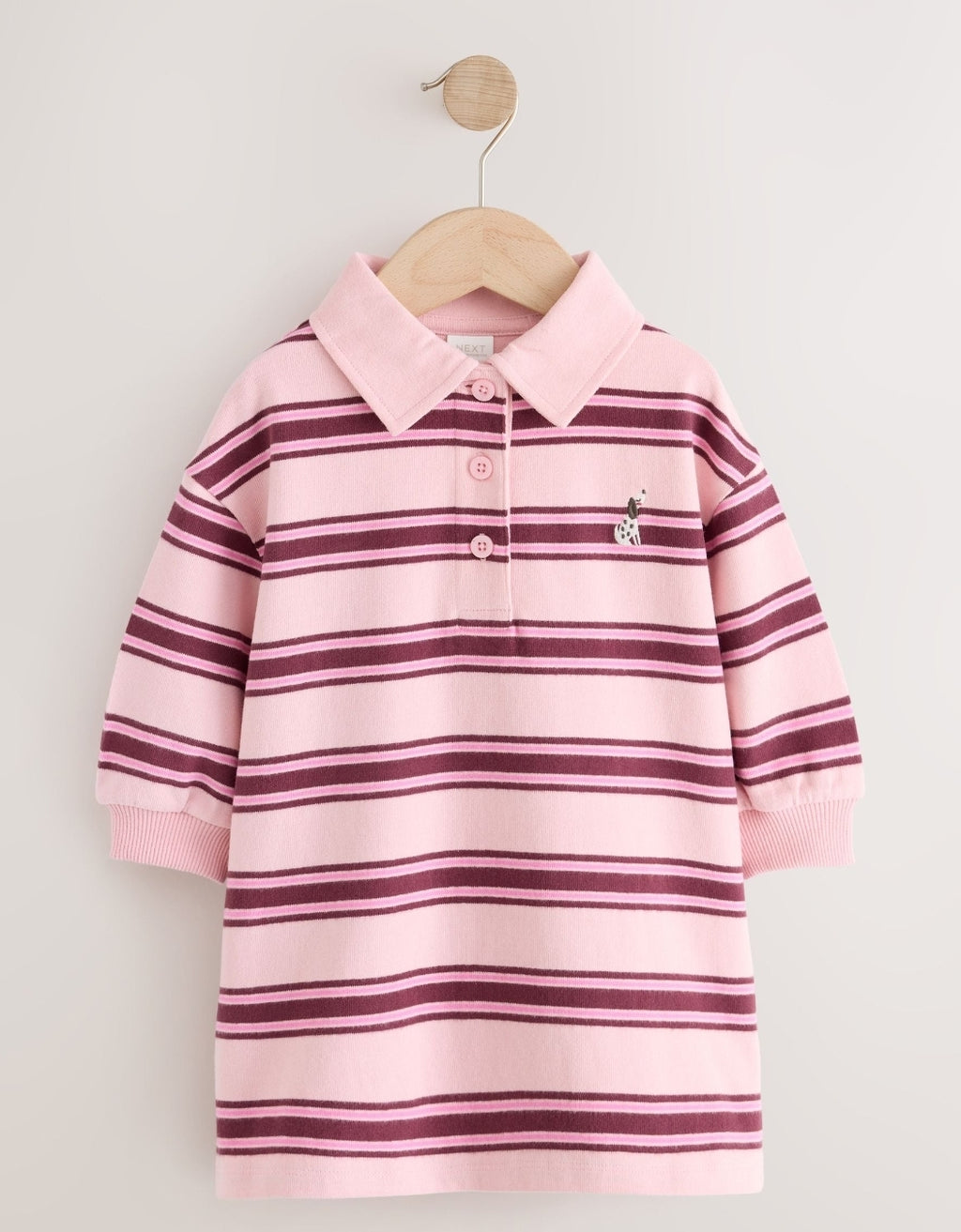Pink Stripe Long Sleeve Rugby Sweat Dress