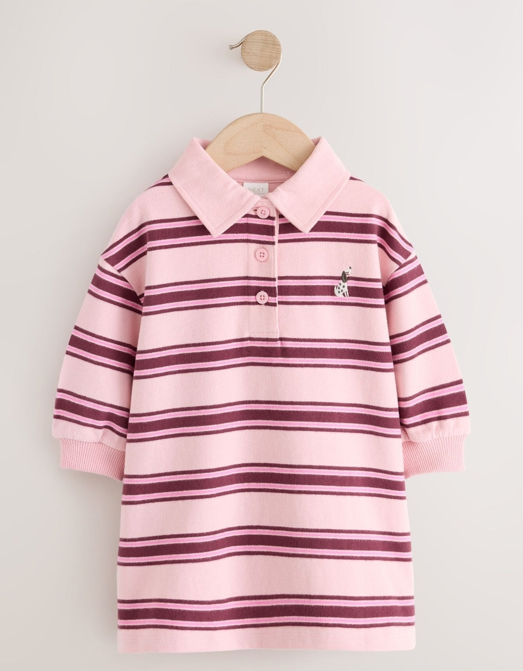 Pink Stripe Long Sleeve Rugby Sweat Dress