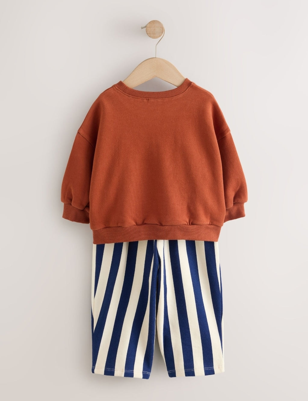 Navy Stripe Duck Crew Neck Sweatshirt and Barrel Trousers